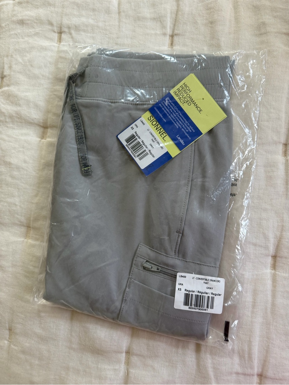 Landau Gray Women's 7-Pocket Rib Knit Waistband Cargo Pant SCRUBS NEVER WORN XS